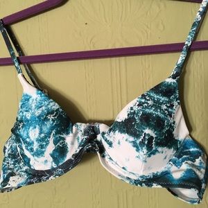 ZAFUL blue ocean print bikini top TOP ONLY